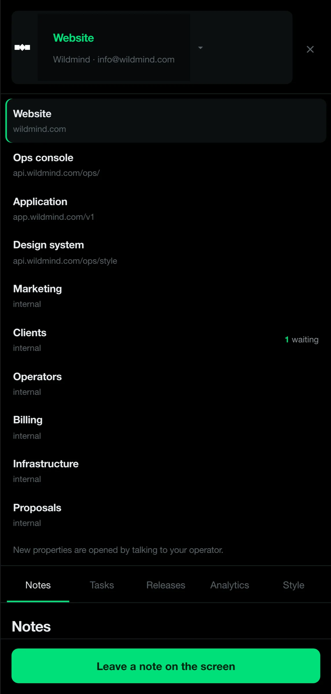 The panel at phone width